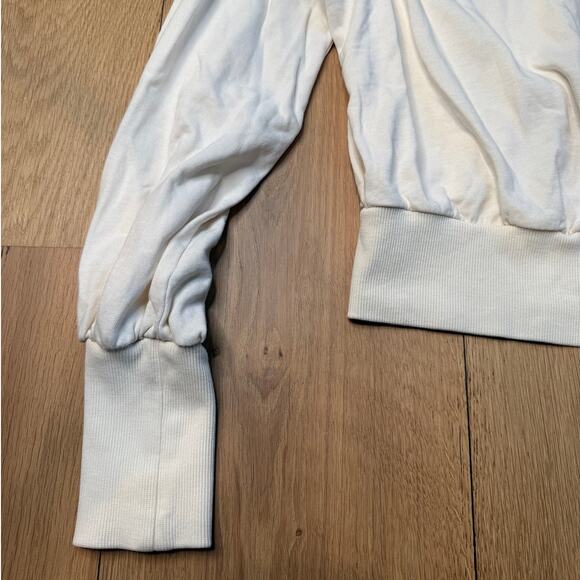 INTERMIX Khloe One-Shoulder Off-Shoulder Ivory Cream Scrunchy Sweatshirt - Picture 4 of 7